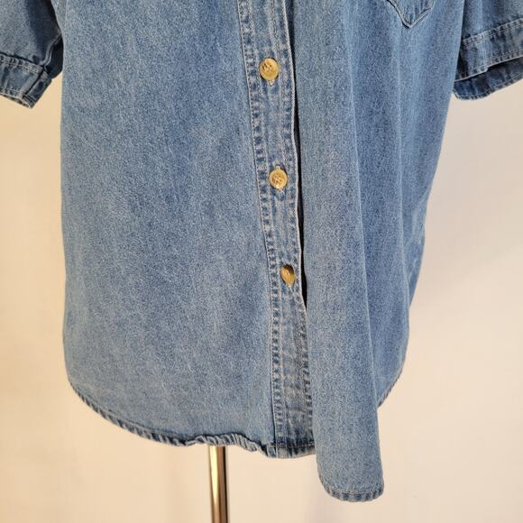 Vintage Y2K Looney Tunes Tweety Bird Shirt Button Front Denim Women Medium - Picture 5 of 11